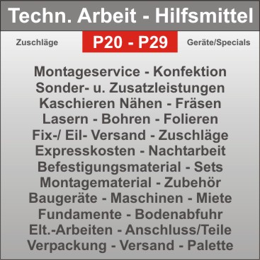 Projekt-Hilfsmittel - Strahler - Elt. - Anschluss - Montagezusatzkosten - Verpackung - Versand