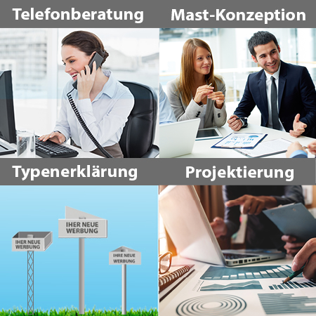 Werbemast - Telefonberatung, Konzeption, Typenerklärung, Projektierung